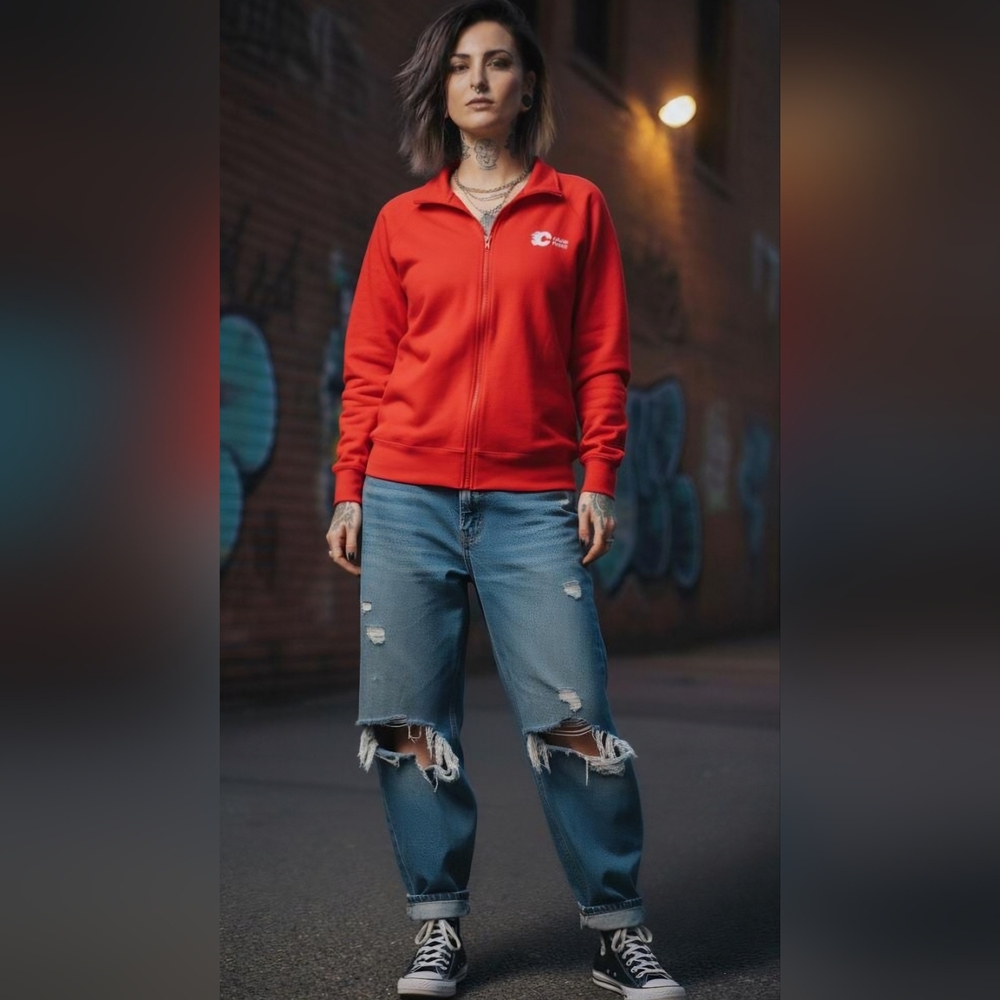Red Calgary Flames Zip-Up Jacket